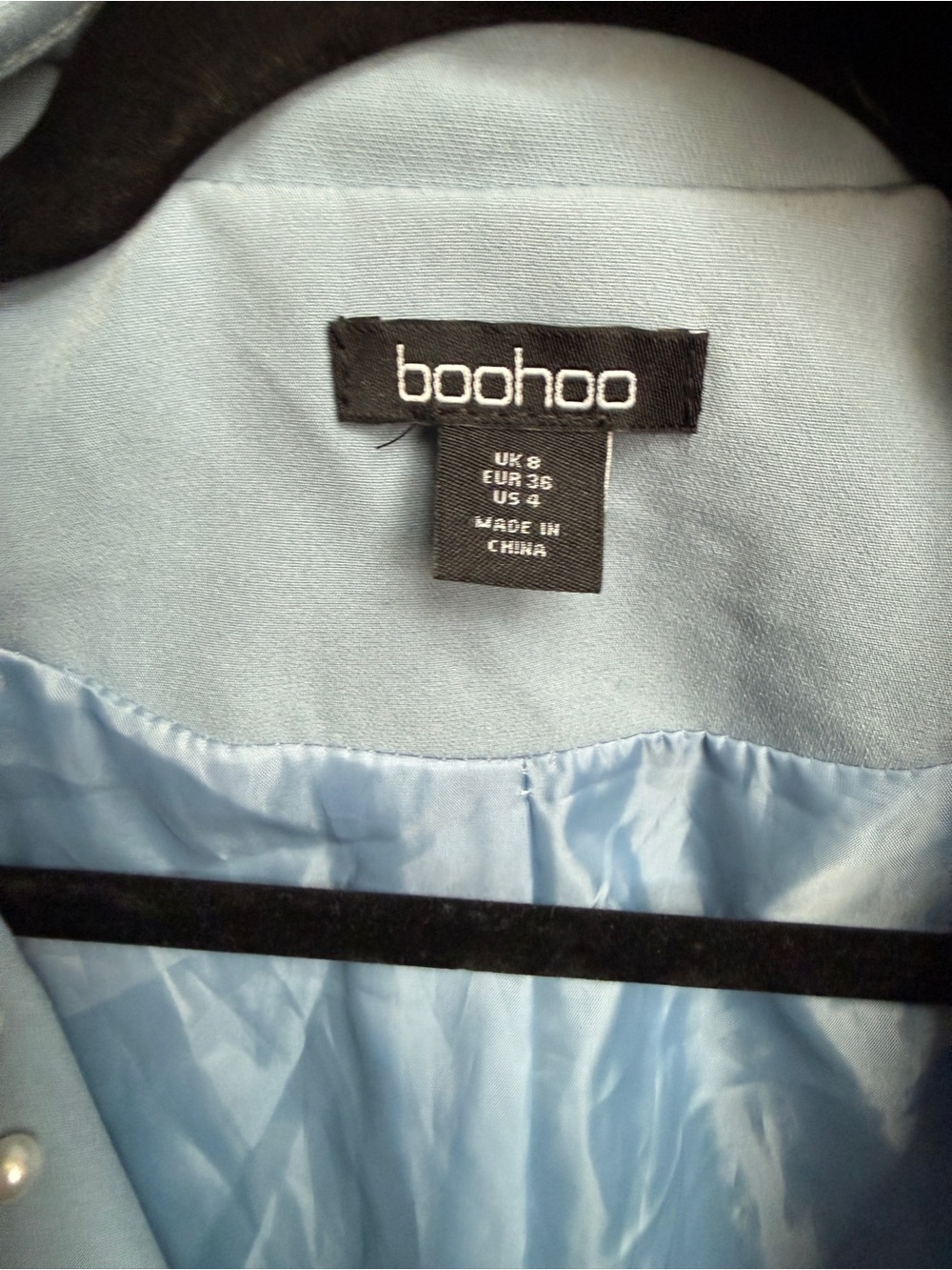 Boohoo Powder Blue Pearl-Studded Blazer Jacket - Picture 3 of 4